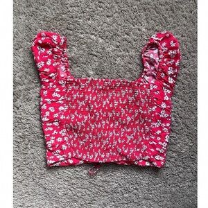 Floral Red Smocked Tank Top